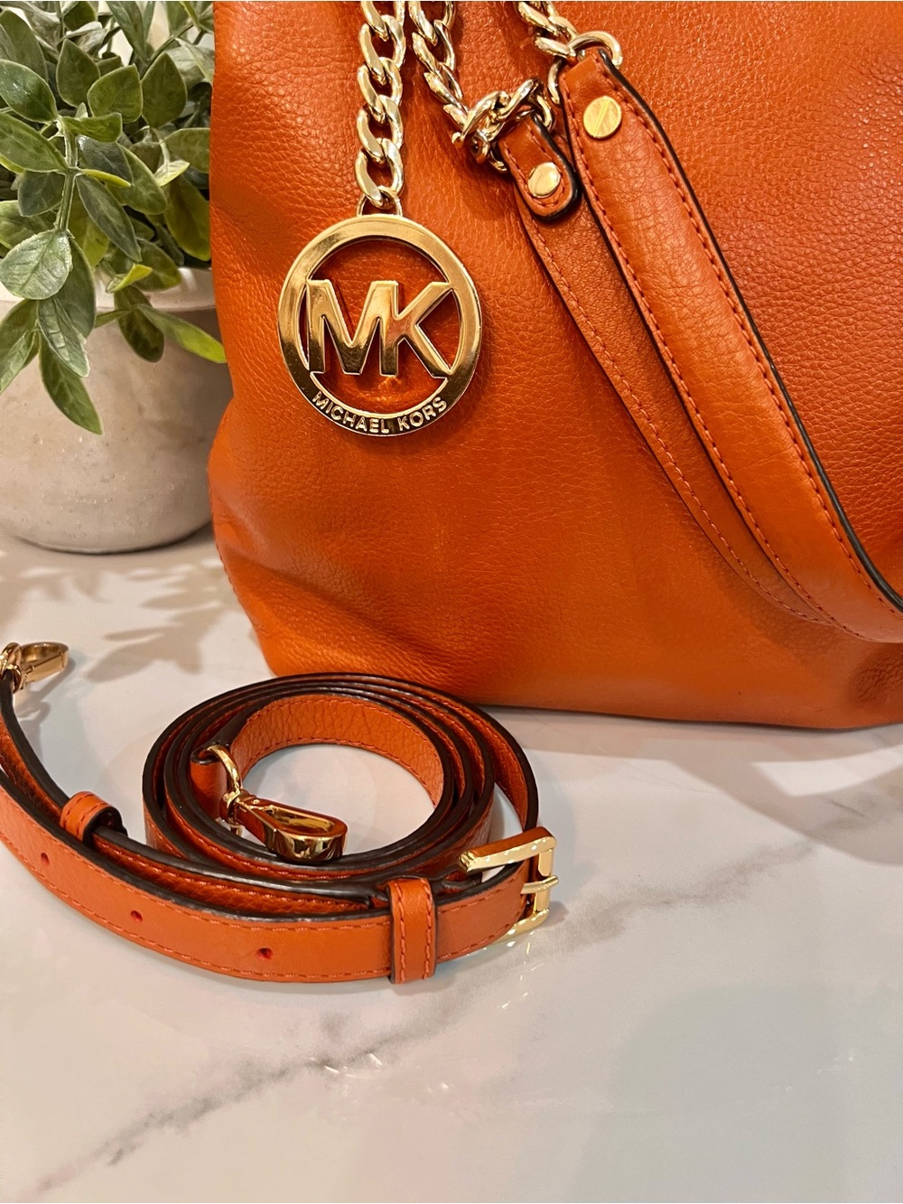 MICHAEL Michael Kors orange  Leather Shoulder Tote - Picture 7 of 13